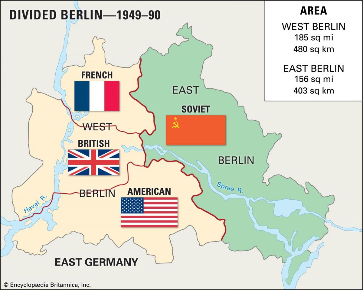 خريطة من برلين الشرقية إلى برلين الغربية